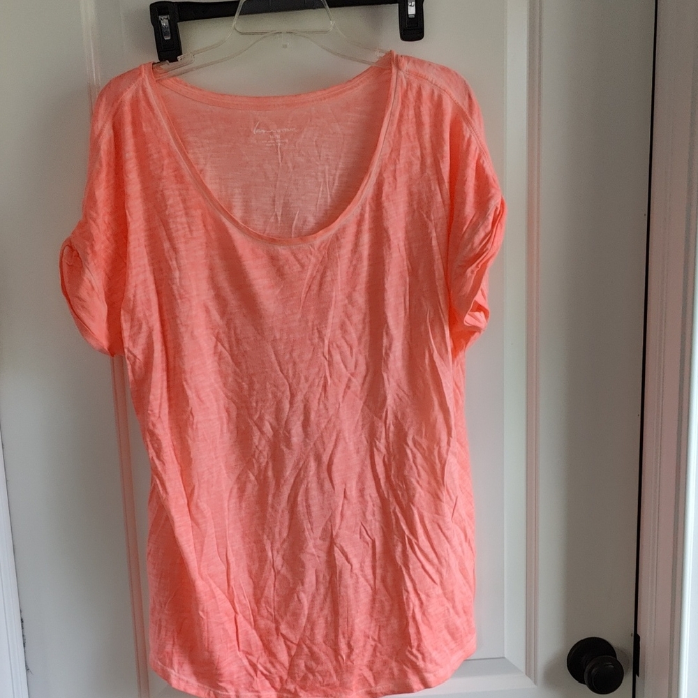 Lane Bryant Coral Scoop Neck Short Sleeve Tee